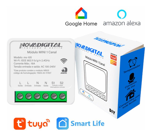Interruptor eletrônico Novadigital Interruptor Mini / Smart Life / Similar ao Sonoff Mini com compatível com alexa e google home 110V 16A