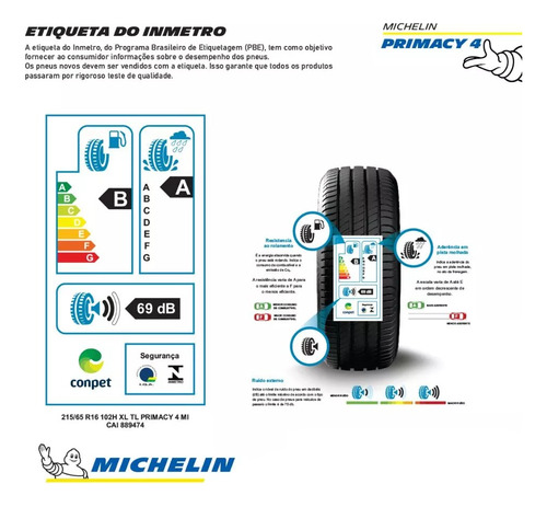 Kit De 4 Pneus Michelin Primacy 4 P 215/65r16 102 H