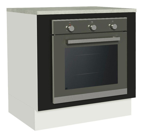 Balcão Para Forno De Embutir 80 X 60 Cm Com Tampo Madesa Bp Cor Branco/Preto