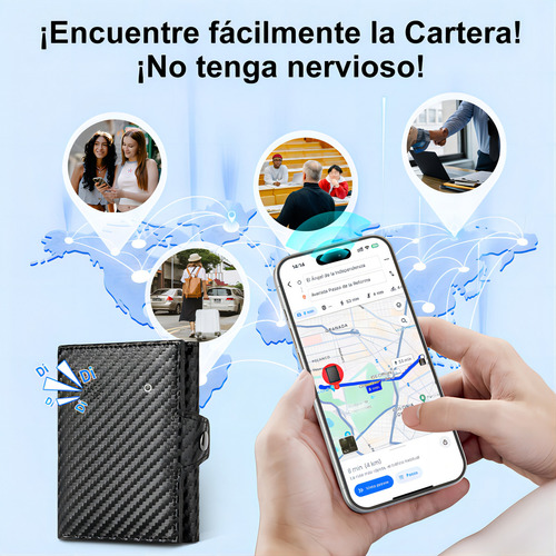Auskang Carteras para Caballero con Localización - Smart Wallet con Find My para iPhone, Cartera para Hombre como Apple Airtag , Tarjetero Hombre Inteligente con RFID, Regalo para Familia