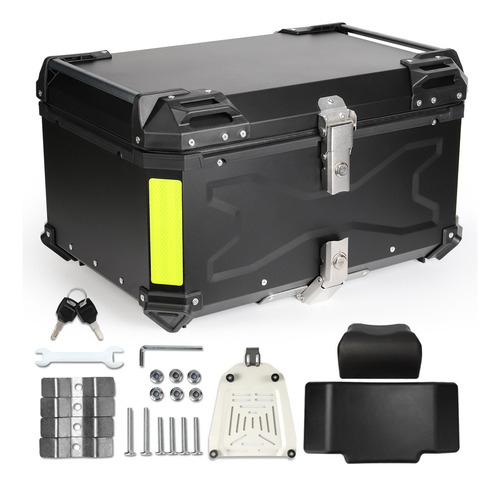 Caja Moto Top Case Aluminio Baul Con Respaldo Y Base 65 L