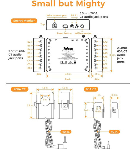 Monitor De Energía Refoss Em16 200a Y 16x60a Wifi