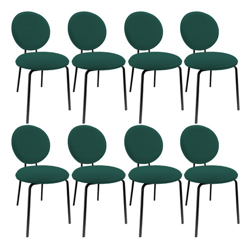 Kit 08 Cadeiras Para Sala Jantar Cozinha Évora Bouclê Verde