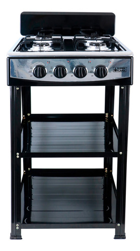 Parrilla A Gas 4 Quemadores Acero Inoxidable Con Anaquel Color Plateado