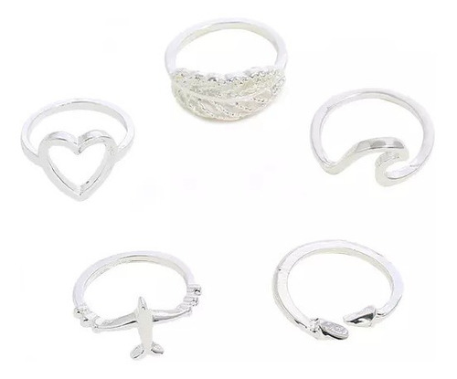 Set Conjunto Anillos Amor Avion Ola