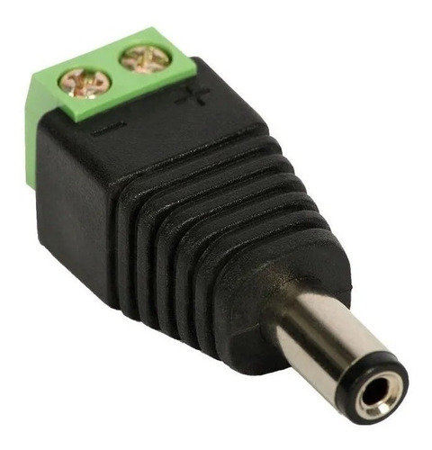 Kit 20 Conector P4 Macho Alimentação Camera Cftv Segurança Cor Preto