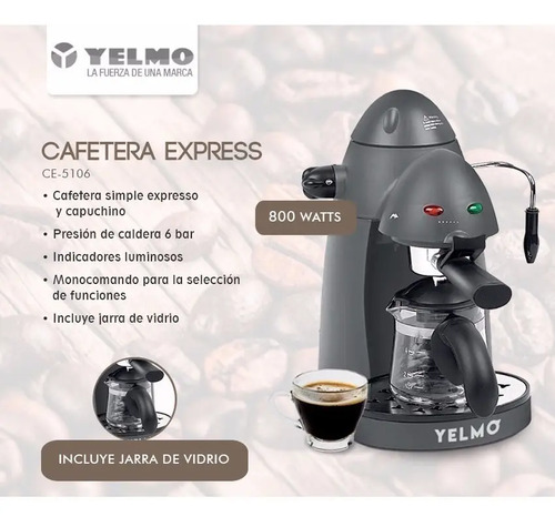 Cafetera Express Yelmo Ce-5106 800w Presión 6 Bares | Envío gratis