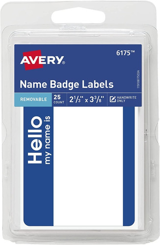 Avery Hello My Name Is Name Tag Pegatinas Con Borde Azul,