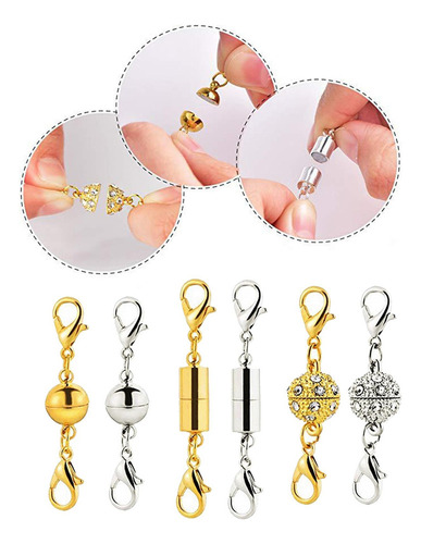 D 6x Cobre Cierre Magnético Pulsera Collar Oro Plata