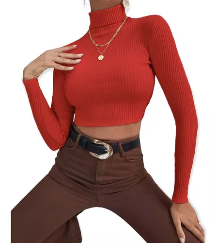 Cabaña Megalópolis Tranquilidad Beatle Sweater Cuello Alto Crop Top De Mujer Varios Colores