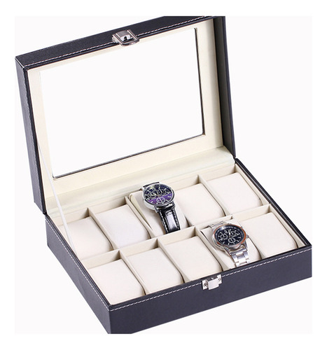 Caja De Almacenamiento Para Relojes: Vitrina De 10 Ranuras C