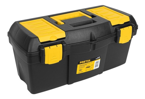 Caja de herramientas Pretul CHP-19CP de plástico 21.9cm x 48.2cm x 21.5cm negra y amarilla