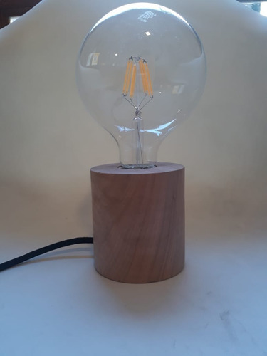 Imagen 5 de 6 de Base Madera Portalamparas Mesa De Luz Volcán