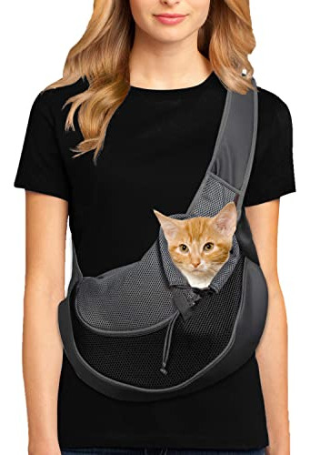 Pet Sling Carrier Deluxe Breathable Mesh Dogs Cats Safe...