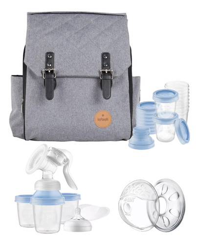 Mochila Maternal + 10 Vasos + Extractor De Leche + Amapolas