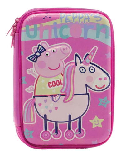 Combo Mochila Peppa Pig Carro 12 + Cartuchera Licencia Of.
