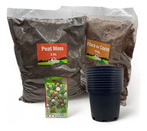 Peat Moss + Fibra De Coco + Macetas Negras + Sobre Semilla