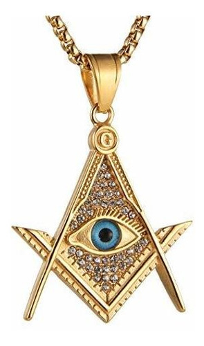 Cadena, Collar Para Hombr 18k Chapado En Oro Ojo De Horus Eg