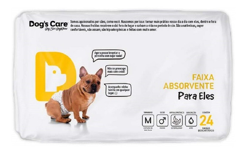 Imagem 2 de 2 de Fralda Descartável Higiênica P/ Cães Macho Dogs Care M 24 Un