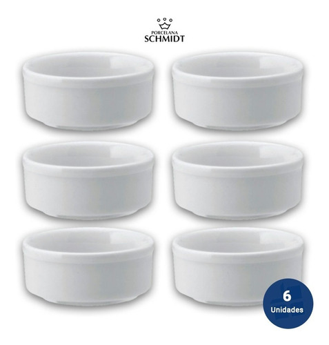 Set X 6 Cazuela Pote Dip Condimento Porcelana Schmidt 8 Cm
