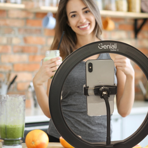 Ring Light 26cm Geniali Selfier X Com Tripé 1.6m E De Mesa