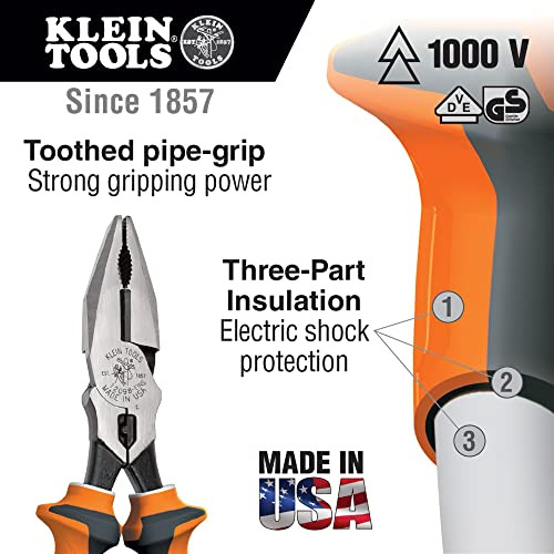 Alicates Combinados Aislantes Klein Tools 12098eins Con Vde