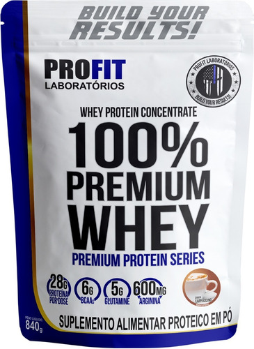 Whey Protein 100% Concentrado Premium 840g Profit Sabor Cappuccino