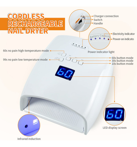 Lámpara De Uñas Led Uv De 48 W, Lámpara De Uñas De Gel, Reca