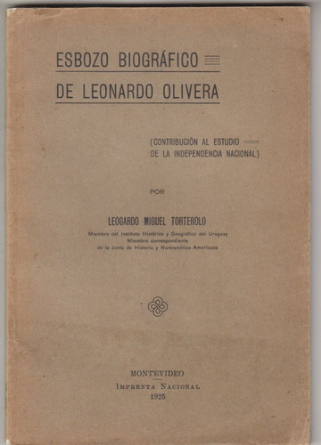 1925 Esbozo Biografico De Leonardo Olivera Por Torterolo