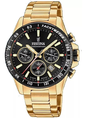 Reloj Festina Dorado Hombre Chrono F20634.5 Color Del Bisel Negro Color Del Fondo Negro