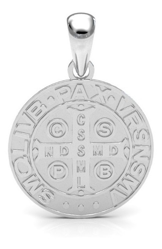 Dije Medalla San Benito Mediano De Plata .925 Agálea Joyería Color Plateado