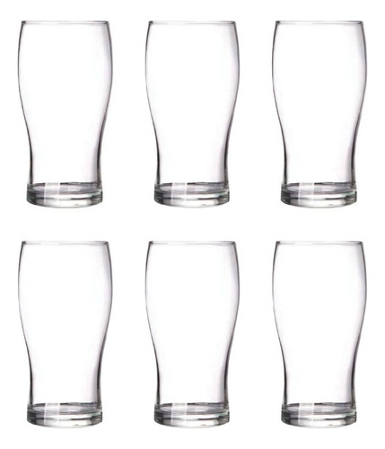 Set X 6 Vaso Cervecero Vidrio Rigolleau Pinta Cerveza 540ml Color Transparente