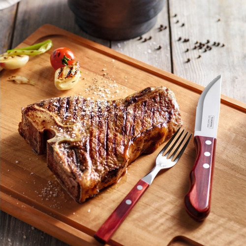Cuchillos Set X4 Cocina Chef Para Carnes Bbq Madera Steak