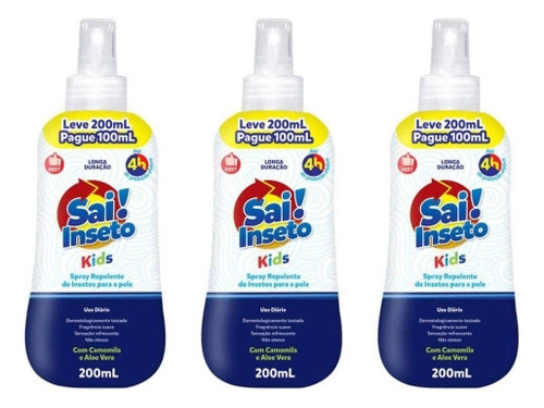 Repelente Loção Sai Inseto Family & Kids 4h 200ml Kit 3 Unid