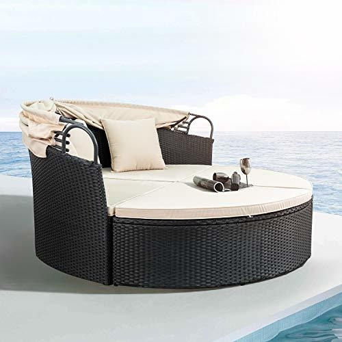 Devoko Muebles De Patio Al Aire Libre Redondo Daybed Con Dos