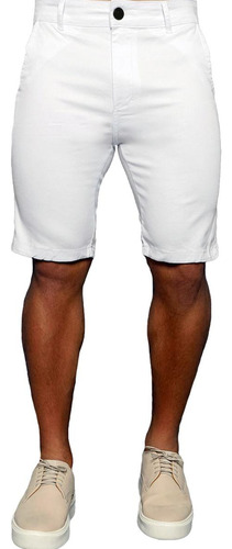 Bermuda Alfaiataria Skinny Branca Casual Premium Masculina