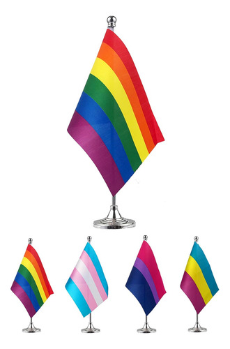Bandera D Escritorio Base Metálica, Progreso Dl Orgullo Lgbt