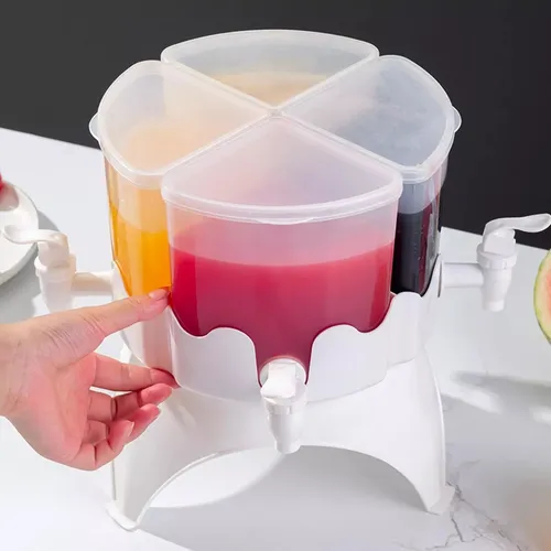 Dispensador Bebidas Líquidos Jugos Grifo 4 Jarras Giratorio
