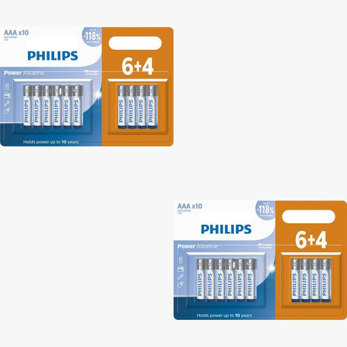 20 Pilha Alacalina Philips Aaa Palito 1.5v