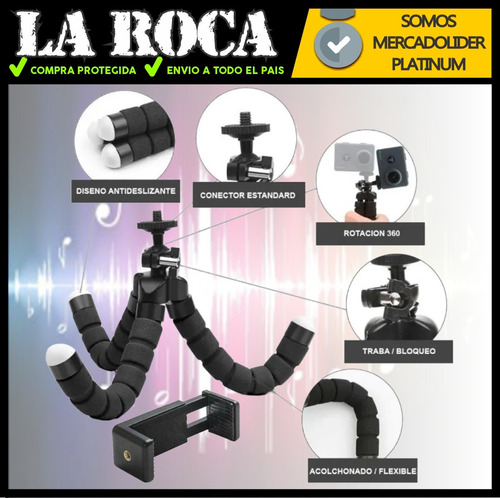 Imagen 5 de 10 de Tripode Flexible Camaras Celular Tipo Pulpo Gopro Cuotas