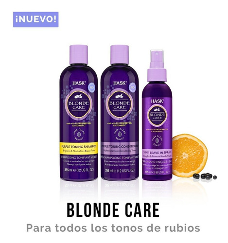 Imagen 4 de 7 de Hask Blonde Care Spray Reparador 5 En 1 175ml