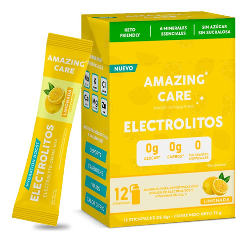 12x Electrolitos Bebida Hidratante Amazing Care Limonada