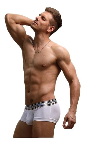 Imagen 2 de 4 de Boxer Sexy Blanco Calzones Hombre Grecas Doradas Brief Zuppo