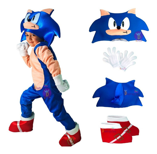 Disfraz Cosplay Tipo Sonic Boom Superheroe Erizo