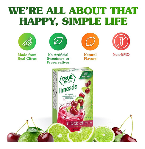 True Lime Black Cherry Original En Polvo 10 Sobrecitos