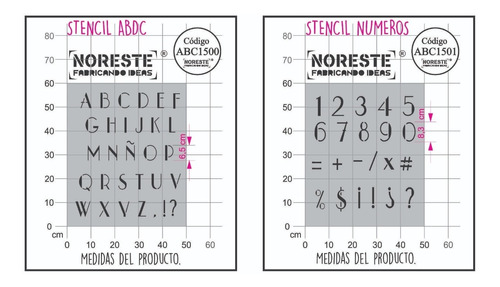 Stencil Kit X2 Abecedario + Numeros Simbolos  50x60  1500/01