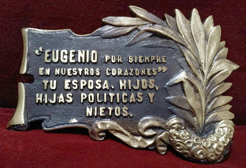 Placa Recordatoria Cementerio 22x15 Fundicion Bronce Mod 138