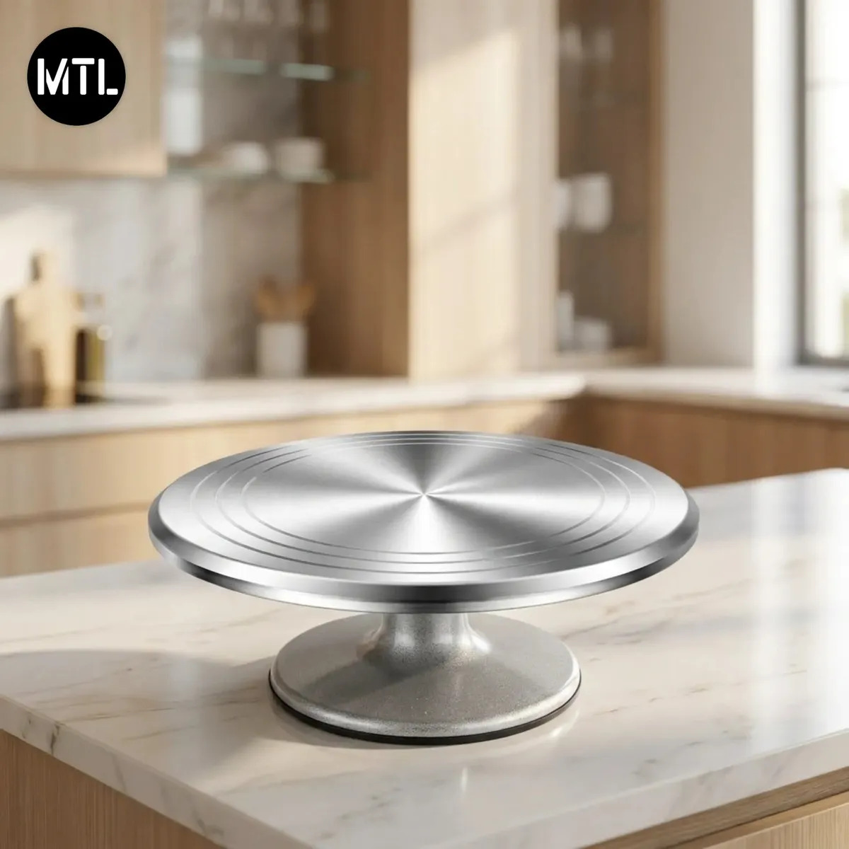 Base Giratoria Tortas Aluminio MTL Plato Giratorio Reposteria Pasteleria Profesional Decoracion Tortas Pasteles Soporte Tortera Resistente Estable Giro Suave Cocina Panaderia Emprendimiento Hogar