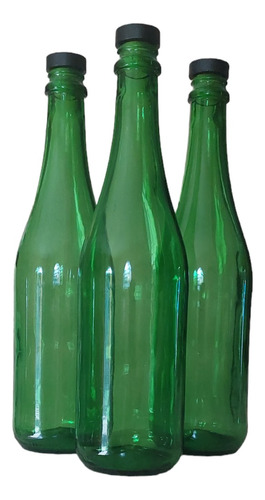 6 Botellas Vidrio Verde 750ml Corcho Tipo Sidra