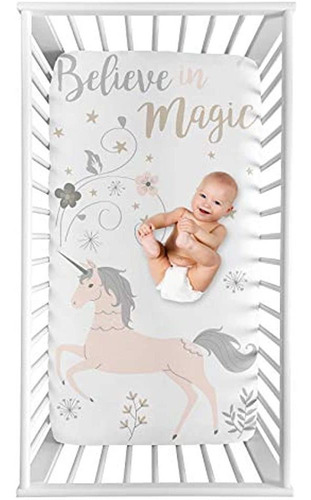 Sweet Jojo Designs Unicorn Girl Sábana Bajera Ajustable Para